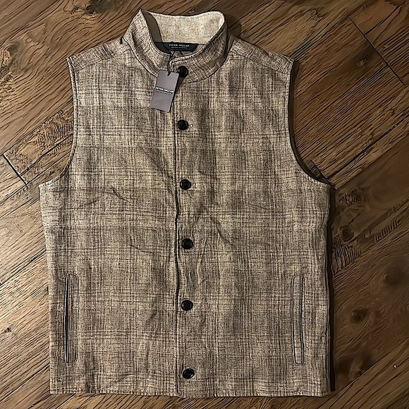 Peter Millar Crown Crafted Summer Journeyman Plaid Linen Wool Vest in Argil - Picture 11 of 15